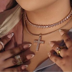 NWT Pink cross necklace